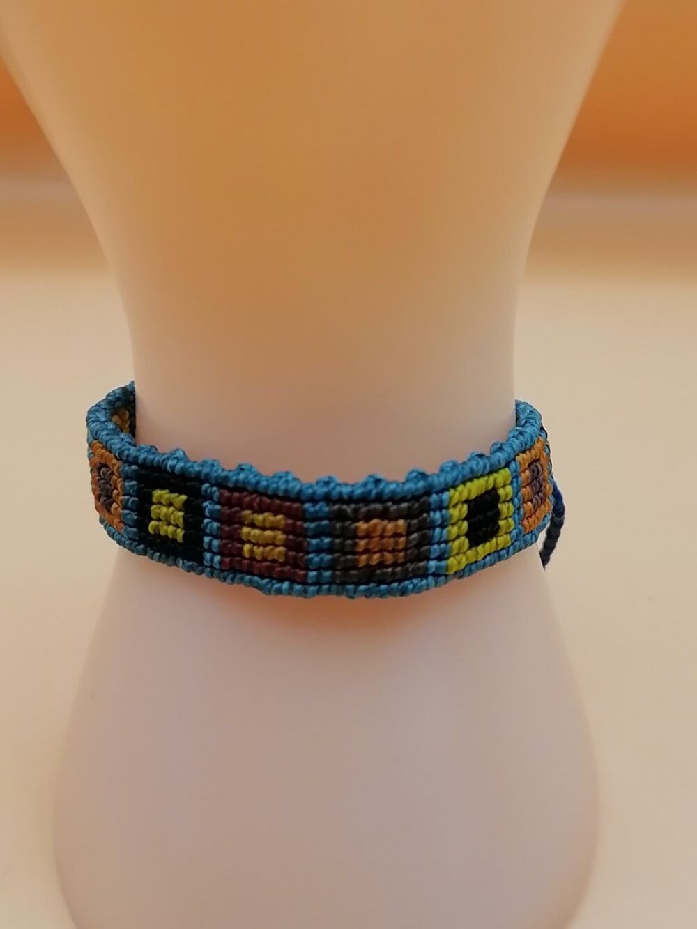 Handmade Macrame Bracelet with Geometric Square Design